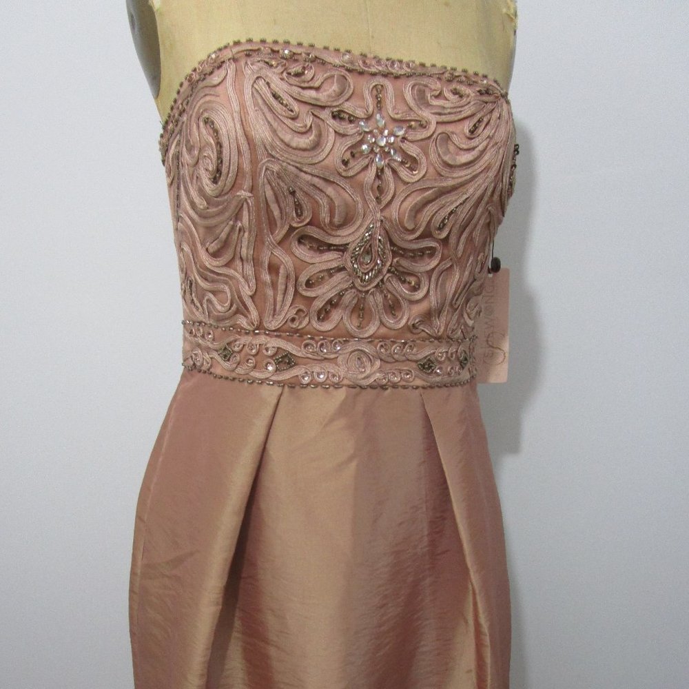 Bustier Cocktail Dress Strapless Beaded Bodice Wedding - Picture 3 of 9